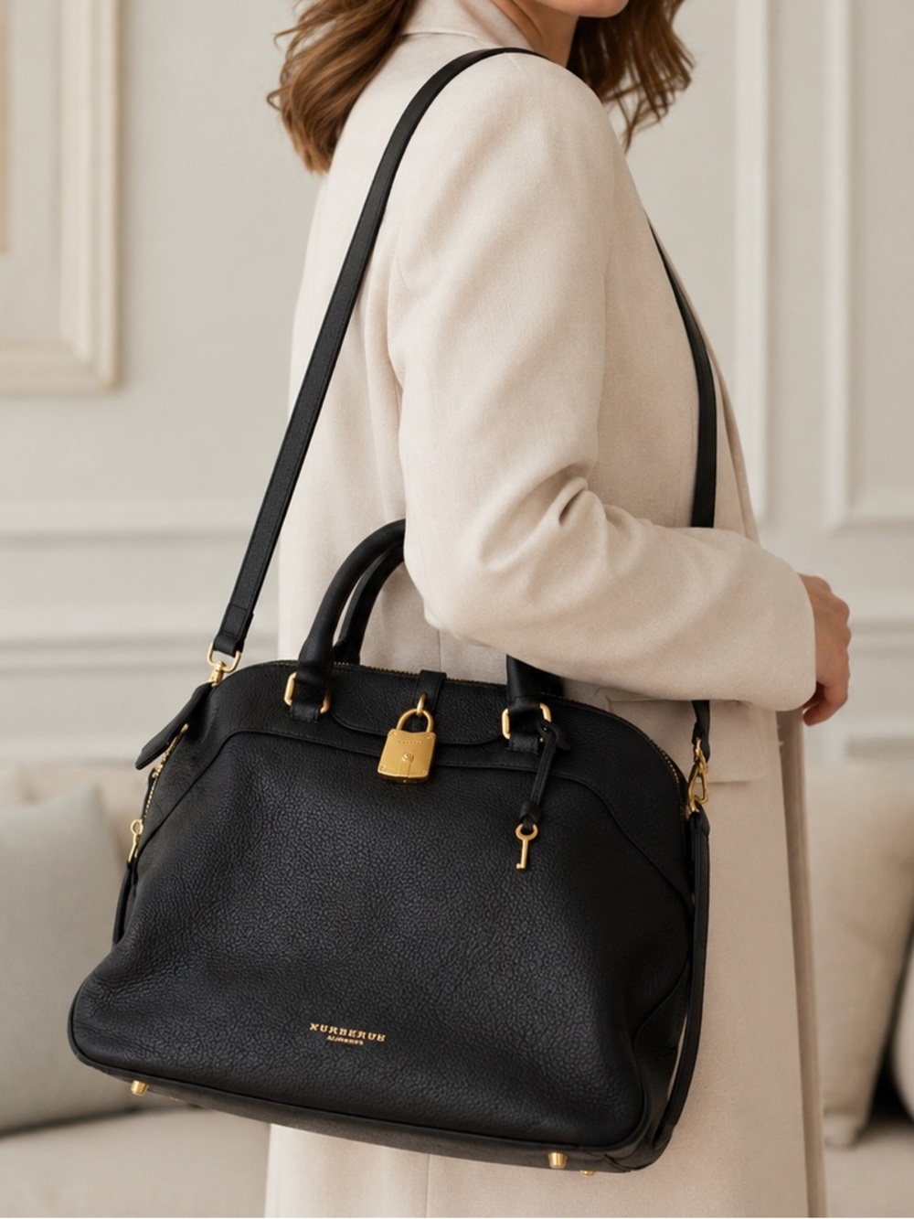 BURBERRY Prorsum Black Deerskin Leather Satchel Bag, Made in Italy 💯 Authentic!